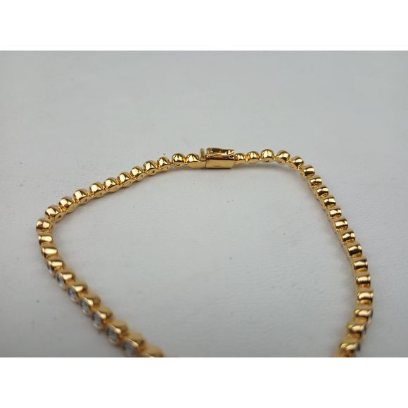 Monica Vinader 925 Silver Vermeil On Sterling Diamond Essential Tennis Bracelet - Picture 6 of 6
